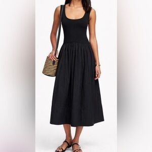 Madewell Mixed Poplin Scoopneck Maxi Dress – Black – Size Small – NWOT